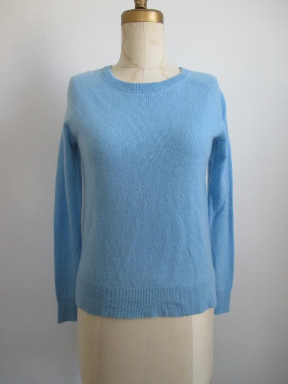 Light Blue Cashmere Sweater Baseball Shirt Styling